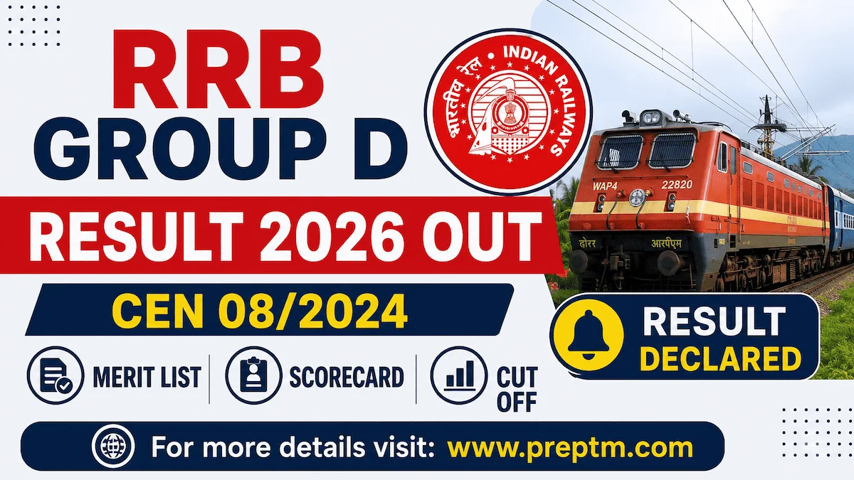 RRB Group D Result 2026 Out: CEN 08/2024 Merit List, Scorecard & Cut Off